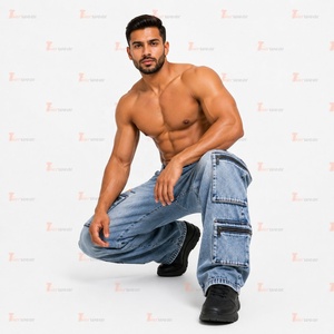 Pantalones Cargo de Mezclilla Casuales para Hombre, Venta al por Mayor, Jeans Utilitarios Personalizados, Multibolsillos, Corte Relajado, Ropa de Trabajo, Moda Urbana, Mezclilla de Algodón - Product Image 5