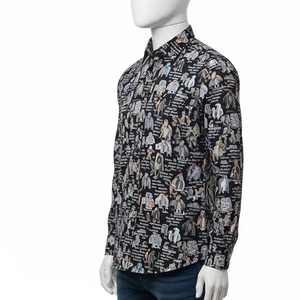 Men's Long Sleeve Broadcloth <b>Shirt</b> Cotton Polyester Blend Anti Wrinkle Silicone Print Casual Business Office Wear Top - Product Image 2