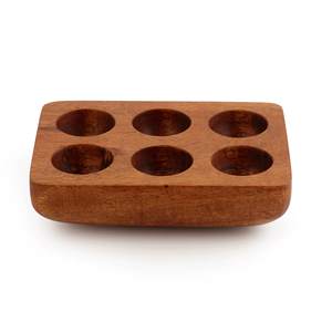 Porte-oeufs en bois écologique ustensiles de cuisine comptoir plateau de stockage d'oeufs en bois d'acacia supports d'oeufs bruns faits à la main - Product Image 3