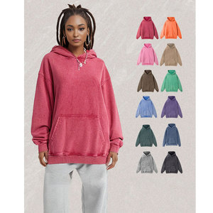 Sudaderas con capucha de gran tamaño con lavado ácido, Sudadera con capucha Unisex personalizada, imprime tu propio logotipo de texto o diseño en la parte delantera y trasera, Sudadera con capucha personalizada - Product Image 3