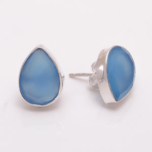 925 boucles d'oreilles en argent Sterling massif à facettes calcédoine pierres précieuses bijoux faits à la main personnalisables pour la fête de fiançailles directe - Product Image 5