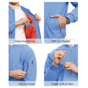 Chaqueta de bombardero de poliéster 100%, chaqueta transpirable de estilo informal cómoda de manga larga con cremallera frontal de alta calidad para hombres, chaquetas para hombres - Product Image 5