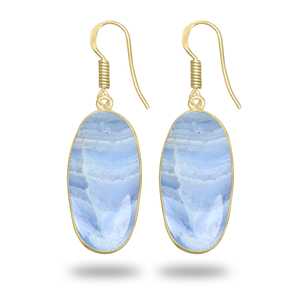 Pendientes de Ágata Azul con Encaje, los Más Vendidos, Minimalistas, Hechos a Mano, Joyería Fina al por Mayor para Mujer, Exportador, Pendientes Chapados en Oro de 18K - Product Image 3