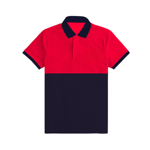 <b>Mens</b> <b>Red</b> and Navy Color Block <b>Polo</b> <b>Shirt</b> Stylish Casual Wear Comfortable Cotton Fabric for Everyday Use - Product Image 1