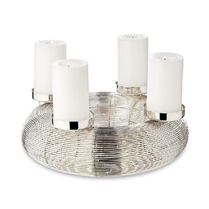 COLLECTION DE QUALITÉ Support de bougie en métal de forme arrondie finition argentée, design ultime, décoration de table pour mariage - Product Image 3