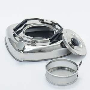 Stackable flat square <b>kettle</b> with stainless steel strainer that fits in the fridge space saving high quality stainless steel - Product Image 5