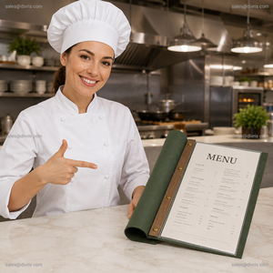 ปกเมนูหนัง PU แบบสั่งทำสำหรับร้านอาหาร โรงแรม และบาร์ ยี่ห้อ DIVRIS พร้อมโลโก้ปั๊มนูนตามแบบ และหลายหน้า - Product Image 5