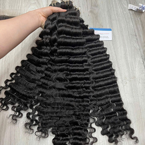 Extensions de cheveux vierges vietnamiens en gros, cheveux humains, vague profonde, trame, mèches naturelles et fermeture en dentelle - Product Image 1