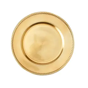 Circular Shape Gold Plated Plater For Serving Food Classical Designer Round Shape Charger Plate Dinnerware Dish Serving Plate
