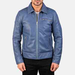100% Original cuir fait hommes à la mode veste en cuir prix le plus bas mode cuir couleur bleue veste pour hommes - Product Image 5