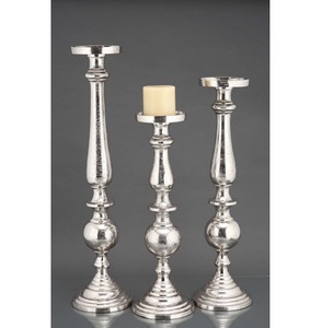Elegante Juego de Portavelas de Metal Plateado, Candelabros de Aluminio de Lujo para Centros de Mesa de Boda, Decoración del Hogar - Product Image 1