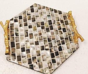 Opulent Radiance Handcrafted Pearl & Bone Inlay TrayPersonalized Luxury Serving Tray for Elegant Dining Tables and Kitchen Decor - Product Image 5