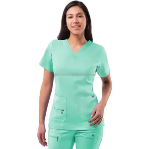 批发最新时尚设计美发按摩美容院员工女性工作服水疗制服女士护士制服套装