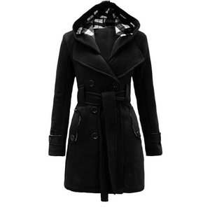 Manteaux pour femmes Vente à prix réduit Manteau à double boutonnage avec ceinture pour femme Manteau en laine épais pour femmes Manteau d'hiver - Product Image 4