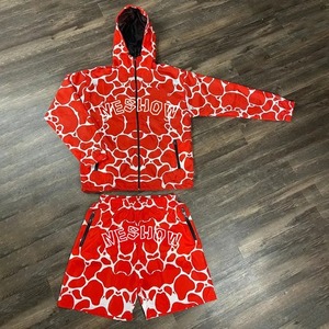 Novedad de verano, conjunto corto cortavientos de nailon de talla grande, ropa de calle térmica con cremallera, chaqueta de chándal y diseño de estampado de patrón sólido corto - Product Image 4