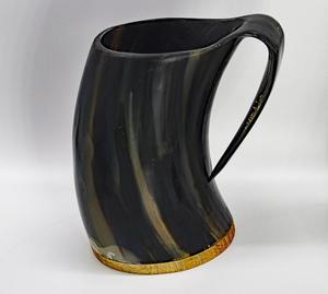 Tasse à boire de style viking en corne de buffle authentique de source éthique Artisanat en croissant d'Inde - Product Image 1