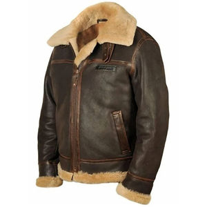 Veste de moto en cuir véritable sur mesure pour homme, fermeture éclair, respirante, doublée de fourrure, en peau de mouton, taille plus, décontractée, épaisse, hiver - Product Image 1