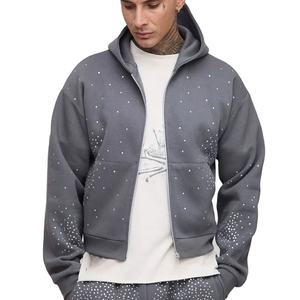 Sweat à capuche personnalisé avec fermeture éclair en strass, respirant, 100% coton mélangé, matériau de haute qualité, sweat à capuche lourd - Product Image 1