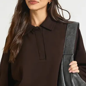 Sweat-shirt en coton pour femmes avec manches longues pour les acheteurs en gros, design de haute qualité avec tissu doux et col rabattu - Product Image 2