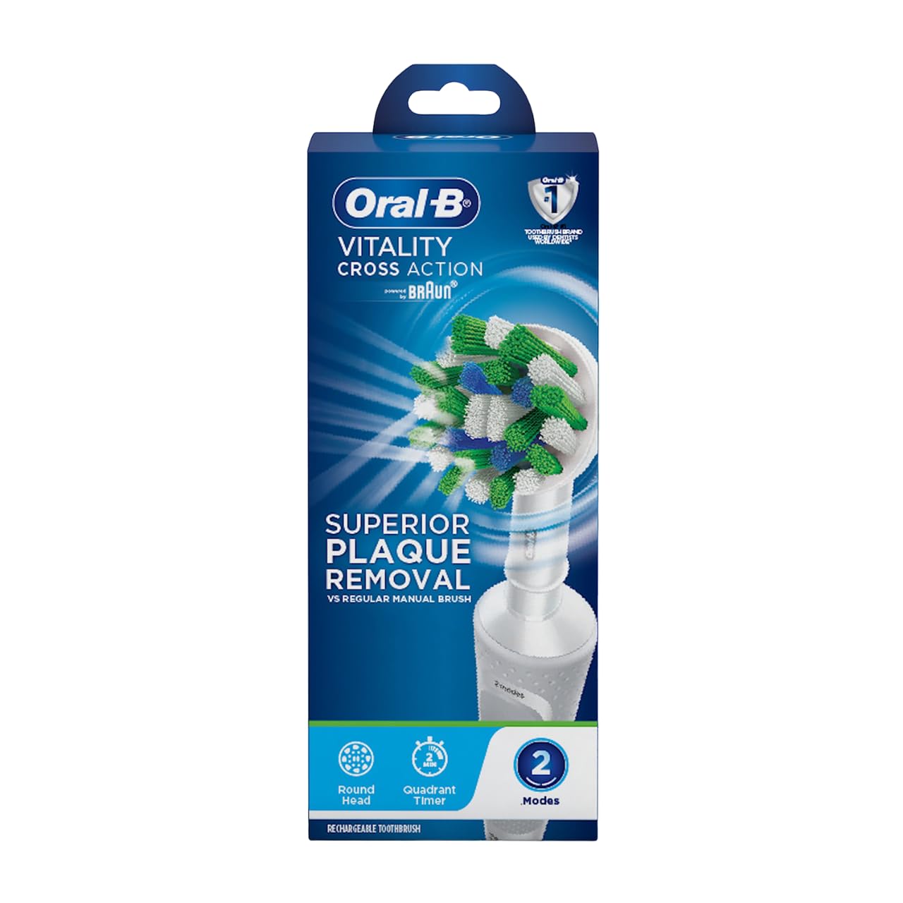 Oral-B Pro Cross Action Electric Toothbrush Head, X-Shape and Angled Removal, Pack of 8 Toothbrush