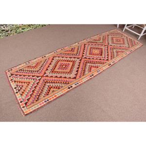 2.7x9.5 ft Vintage <b>Rug</b>, Turkish <b>Runner</b> <b>Rug</b>, Orange Pink Striped <b>Rug</b> - Product Image 2