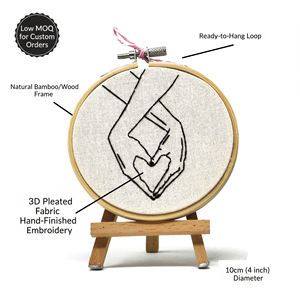 Cercle de broderie artisanal « Pocket Heart » inspiré du K-Pop – Bambou 10 cm – Décoration minimaliste cœur coréen – Cadeau esthétique mignon - Product Image 2