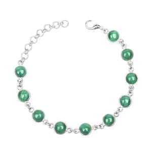 India Best Quality Beacelet Handmade Exquisite Tennis <b>Solid</b> 925 Sterling <b>Silver</b> <b>Bracelet</b> with Fine Malachite Gemstone Jewelry - Product Image 1