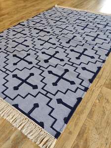 Tapis de laine faits à la main de haute qualité meilleurs ensembles de tapis brodés à tissage plat de vente abstrait pour l'utilisation de porte de salon de prière - Product Image 5