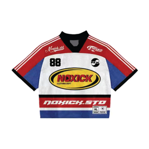 เสื้อฟุตบอลอเมริกันโพลีเอสเตอร์ 100% ขายส่ง แบบสั่งทำพิเศษ ระบายอากาศได้ดี ไซส์ใหญ่ ยูนิเซ็กซ์ สีแดง น้ำเงิน เหลือง ม่วง ชมพู - Product Image 2