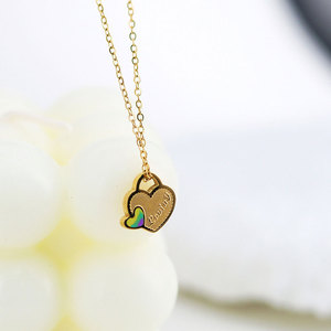 Collar de Joyería con Colgante de Corazón en Acero Inoxidable 316L, Resistente al Agua y al Deslustre, Chapado en Oro de 18k para Mujer - Product Image 3