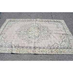 Alfombra turca Vintage área grande 5,2X8,4 pies Beige verde lana látex respaldo Patchwork para Adolescente Rectangular pasillo habitación alfombra - Product Image 3