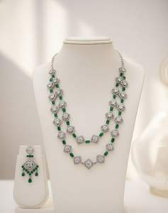 Conjunto de Collar y Aretes de Piedra AD de Alta Calidad para Mujer, Joyería Elegante de Imitación de Diamante - Product Image 1