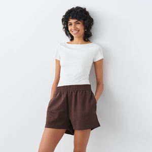 Nouvelle tendance Logo personnalisé femmes Gym Sweat Shorts respirant Denim Stretch caractéristique lavé Technique motif décoration décontracté filles - Product Image 1