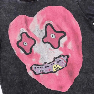 เสื้อยืดผู้ชายสีดำสะพายไหล่ทรงหลวมขนาดใหญ่พิเศษพิมพ์ลายสกรีนใหม่ทันสมัย - Product Image 5