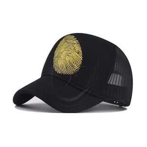 Sombrero de camionero de hueso para mujeres y hombres, gorras de béisbol con parasol de playa de verano, gorra de malla con huellas dactilares amarillas y verdes - Product Image 1
