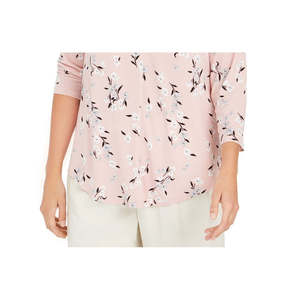 Top da Donna Charter Club XL con Scollo a V in Chiffon Traspirante con Logo Floreale Ricamato, Abbigliamento Casual da Ufficio con Decorazioni in Pizzo, Rosa - Product Image 3