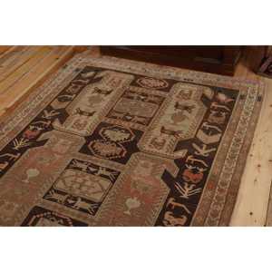 Alfombra Grande Vintage de 4,7x9,1 pies, Alfombra Turca Marrón Abstracta de Lana - Product Image 5