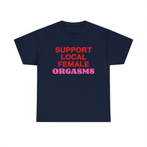 Camiseta con estampado serigrafiado de manga corta y cuello redondo para adultos unisex, apoya los orgasmos femeninos locales - Product Image 3