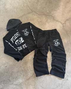 ชุดฝึกปักลายทางมีซิปมีฮู้ด, ระบายอากาศได้ดีซักกรดสำหรับผู้ชายและผู้หญิงผ้าฝ้าย100% - Product Image 5