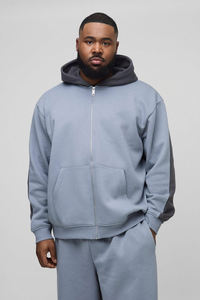 Survêtement 2 couleurs 100% coton 400 GSM Pantalon évasé et sweat à capuche zippé Survêtement oversize pour homme pour l'hiver Streetwear - Product Image 6