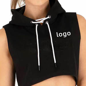 Vente en gros de pulls à capuche sans manches décontractés à la mode pour femmes, sweats à capuche courts sexy pour la course et l'entraînement pour femmes - Product Image 6