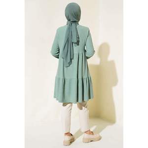 Túnica de manga elástica verde almendra para mujer Blusas y camisas para mujer - Product Image 2