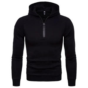 Sudadera con capucha de hombre teñida Lisa básica de algodón polar personalizada al por mayor/Sudadera con capucha de media cremallera sobre la cabeza para hombre - Product Image 5