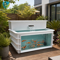 Bassin d'exposition extérieur en PRV pour poissons, bassin de stockage de koïs en fibre de verre avec filtre pour les détaillants d'aquariums