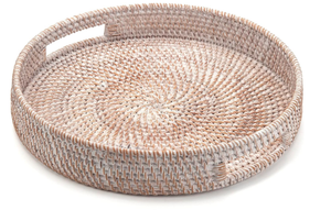 ถาดหวายไม้ไผ่ทรงกลมสำหรับตกแต่งเครื่องครัวอุปกรณ์ตกแต่งบ้าน - Product Image 2