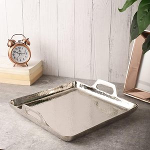 Plateau martelé en aluminium argenté de vente chaude pour l'hôtel de restaurant à la maison au meilleur prix de l'Inde - Product Image 6