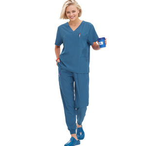 Conjunto de uniforme médico de belleza antiarrugas para mujer con cuello en V clásico y logotipo personalizado, traje de enfermería para trabajadores de hospitales - Product Image 5