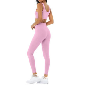 Novedades Ropa deportiva para mujer Damas Gimnasio Fitness Ropa activa Pantalones de cintura alta de secado rápido Conjunto de Yoga de 2 piezas - Product Image 2