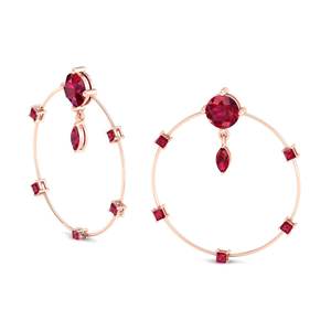 REYES, Nuevos Aretes de Aro con Rubí y Plata de Ley 925 para Mujer, Joyería Chapada en Oro Rosa de 14K y Rodio - Product Image 3