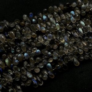 Cuentas de piedras preciosas con forma de lágrima facetada de labradorita natural, cuentas sueltas de 4-9mm para fabricación de joyas a precio de fábrica a granel - Product Image 3